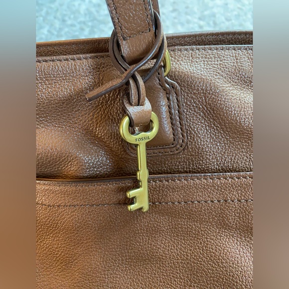 FOSSIL Brown Leather Tote Shoulder Bag - Picture 3 of 6
